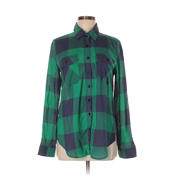 Buttons Tops - Buttons Plaid Long Sleeve Blouse